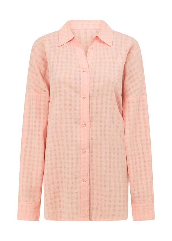 Summer Stripe Textured Shirt - Peach