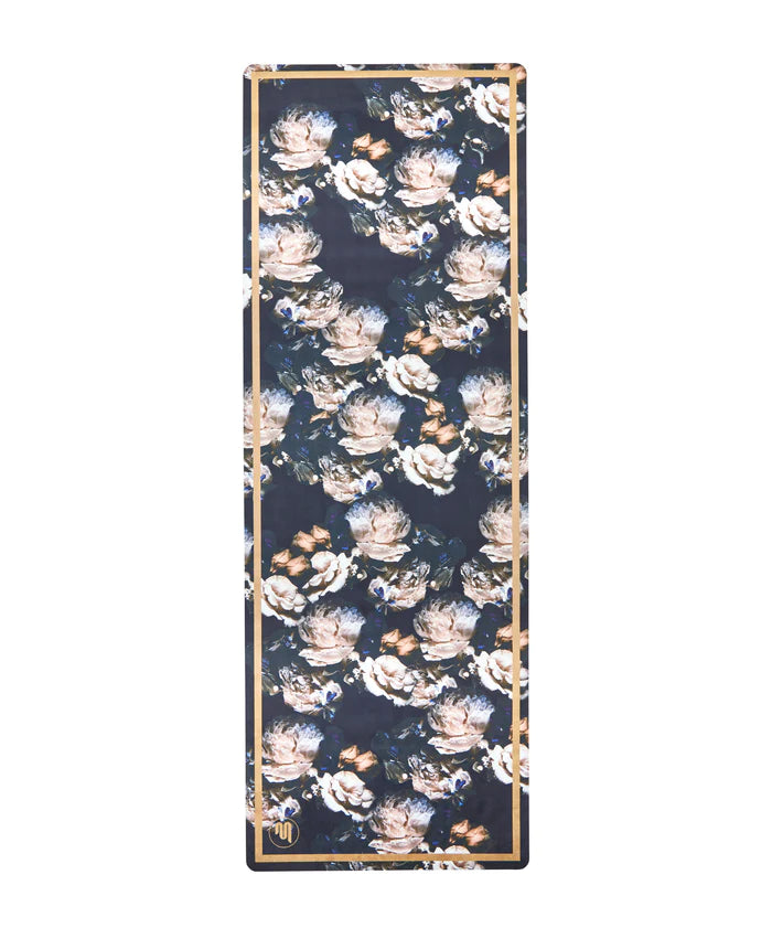 Luxe Eco Yoga Mat - Peony Print with Gold Trim