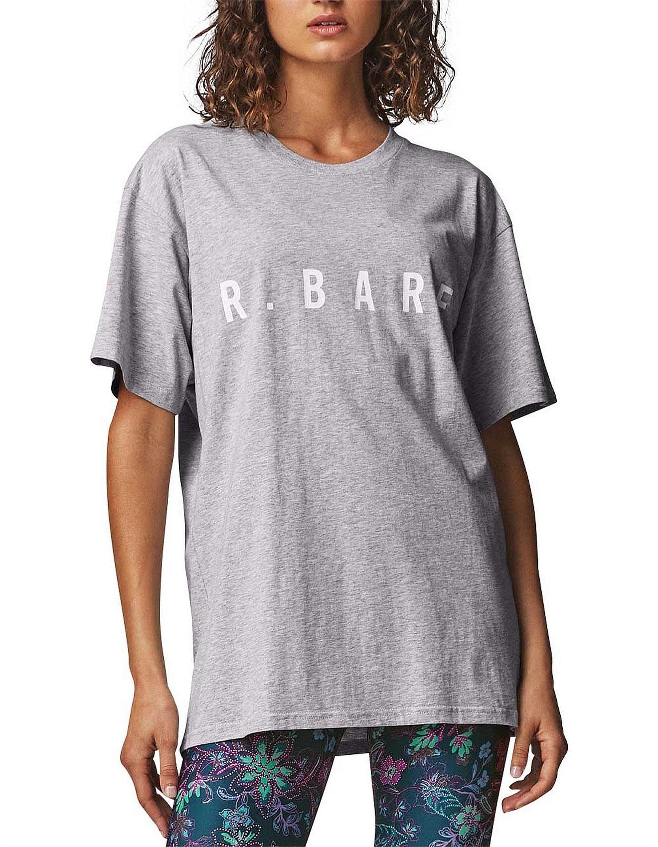 RUNNING BARE Hollywood 90s Tee - Silver Marle TOP 